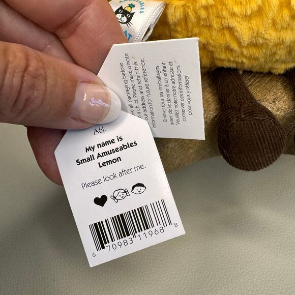 Jellycat Lemon NEW! FAST SHIP Jellycat Amuseables Lemon - Picture 9 of 9